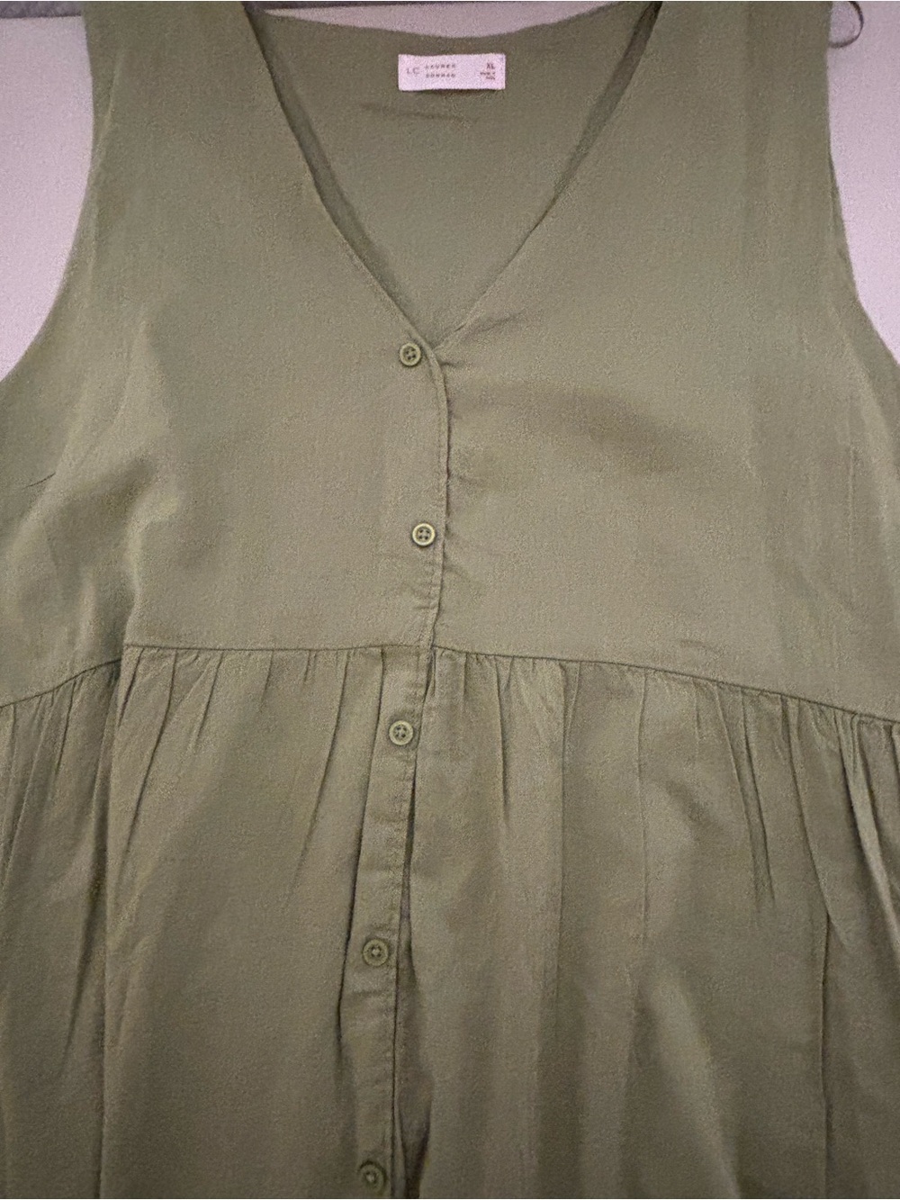 LC Lauren Conrad Olive Green Sleeveless Button-Front Midi Dress NWT - Picture 8 of 15